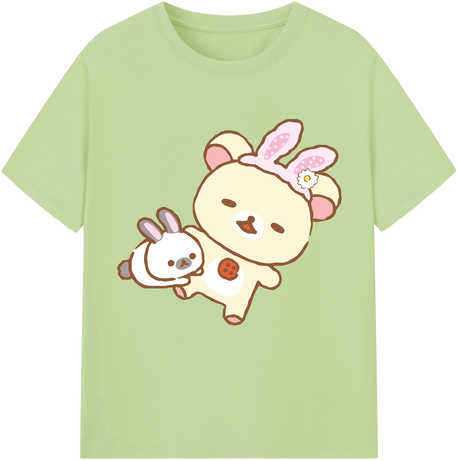（画像用） リラックマ リラックマ キイロイトリ Rilakkuma Korilakkuma Kiiroitori 綿100％半袖Tシャツ（フロントプリント）